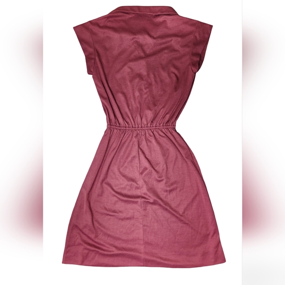 Vintage FoxMoor Women's Burgundy Preppy Polo Tennis Dress Cap Sleeves 70s Sz 3 - Picture 2 of 7
